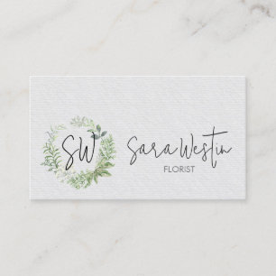 Carte De Visite Monogramme de fleurs de fleuriste