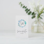 Carte de visite monogramme de fleurs de fleuriste (Debout devant)