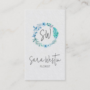 Carte de visite monogramme de fleurs de fleuriste