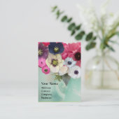 CARTE DE VISITE MONOGRAMME DE FLEURS DE ROSES BLANCHES ET ANÉMONE (Debout devant)