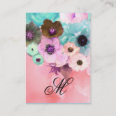CARTE DE VISITE MONOGRAMME DE FLEURS ROSES ET ANÉMONES BLANC PINK  (Dos)