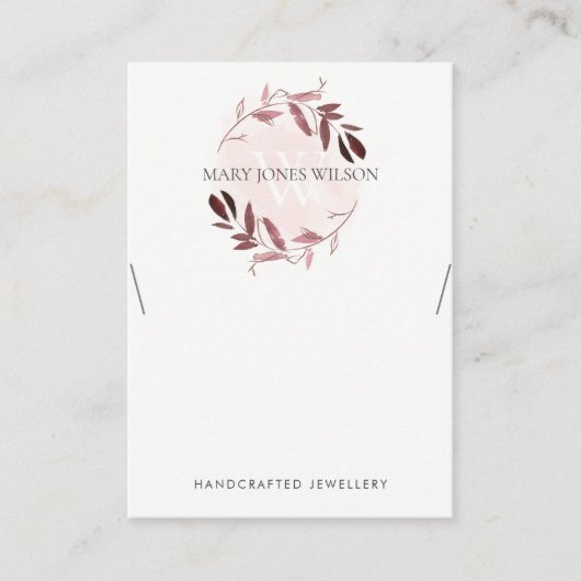 CARTE DE VISITE MONOGRAMME DE FOLIAGE ROSE MONOGRAMME COUCHER AFFI (Devant)