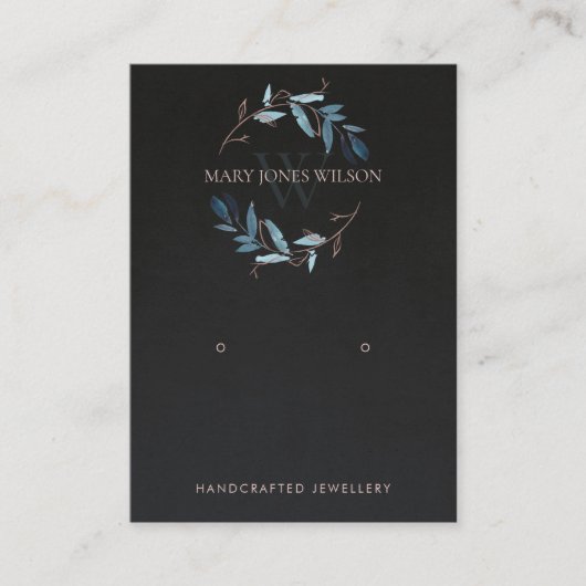 CARTE DE VISITE MONOGRAMME DE FOLIAGE ROSE NOIR REGARDER AFFICHER (Devant)