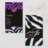 CARTE DE VISITE MONOGRAMME DE FOURRURE EN ZÉBRE BLANC NOIR (Devant / Derrière)