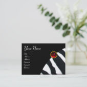 Carte De Visite MONOGRAMME DE FOURRURE ZEBRA BLANC ROUGE, Ruby (Debout devant)