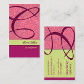 Carte De Visite Monogramme de framboise Damas (Devant / Derrière)