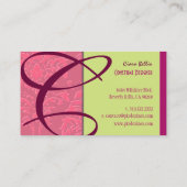 Carte De Visite Monogramme de framboise Damas (Dos)