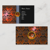 Carte De Visite MONOGRAMME DE GEM DE DAMASK CLASSÉ noir orange (Devant / Derrière)
