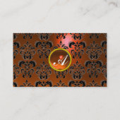 Carte De Visite MONOGRAMME DE GEM DE DAMASK CLASSÉ noir orange (Dos)