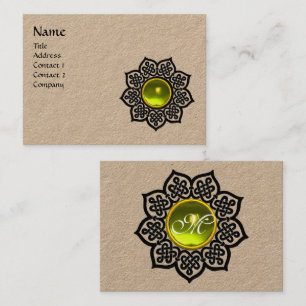CARTE DE VISITE MONOGRAMME DE GEM TOPAZ JAUNE DE FLEURS CÉLÈBRES N