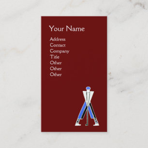 CARTE DE VISITE MONOGRAMME DE GOLFEUR ROUGE BLEU STYLISÉ,MONITEUR