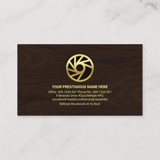 Carte De Visite Monogramme de grain de bois (Dos)
