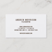 Carte De Visite Monogramme de Grunge moderne sur bois Brown (Dos)