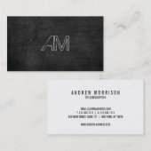 Carte De Visite Monogramme de Grunge moderne sur bois noir (Devant / Derrière)