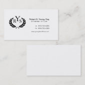 Carte De Visite Monogramme de guirlande de laurier d'avocat de (Devant / Derrière)