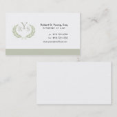 Carte De Visite Monogramme de guirlande de laurier d'avocat de (Devant / Derrière)