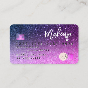 Carte De Visite monogramme de la parties scintillant rose violet d