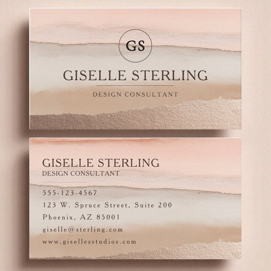 Carte De Visite Monogramme de la Terre Boho Terracotta Aquarelle