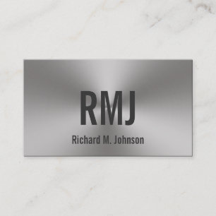 Carte De Visite Monogramme de l'aspect métallique brossé à deux