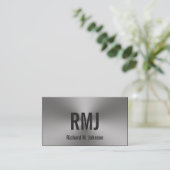 Carte De Visite Monogramme de l'aspect métallique brossé à deux cô (Debout devant)