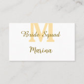 Carte De Visite Monogramme de l'équipe de la mariée simple shower (Dos)