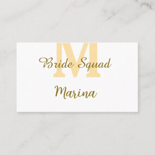 Carte De Visite Monogramme de l'équipe de la mariée simple shower