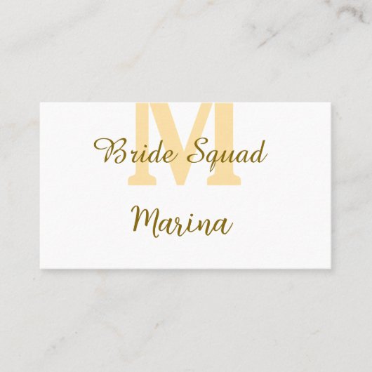 Carte De Visite Monogramme de l'équipe de la mariée simple shower (Devant)