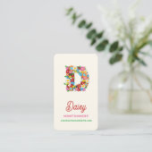 Carte De Visite Monogramme de lettre initiale D Fleurs de printemp (Debout devant)