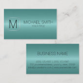 Carte De Visite Monogramme de luxe #2 en métal d'acier inoxydable (Devant / Derrière)