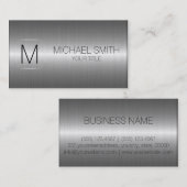 Carte De Visite Monogramme de luxe #9 en métal d'acier inoxydable (Devant / Derrière)