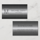 Carte De Visite Monogramme de luxe argenté en métal d'acier (Devant / Derrière)