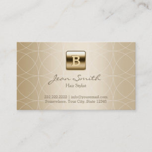 Carte De Visite Monogramme de luxe d'or de coiffeur géométrique