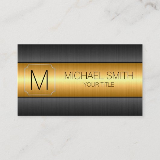 Carte De Visite Monogramme de luxe en métal d'acier inoxydable (Devant)