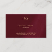 Carte De Visite Monogramme de luxe en texte d'or épais et élégant (Dos)