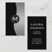 Carte De Visite Monogramme de luxe métallique argenté (Devant / Derrière)