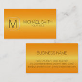 Carte De Visite Monogramme de luxe orange en métal d'acier (Devant / Derrière)