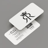 Carte De Visite Monogramme de luxe R Couronne noir blanc moderne