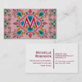 Carte De Visite Monogramme de mandala (Devant / Derrière)