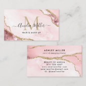 Carte De Visite Monogramme de maquillage de cheveux rose pâle en m (Devant / Derrière)