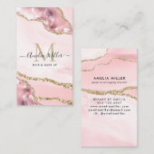 Carte De Visite Monogramme de maquillage de cheveux rose pâle en m (Devant / Derrière)