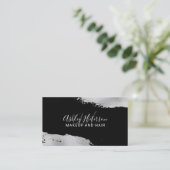 Carte De Visite Monogramme de maquillage moderne en feuille d'arge (Debout devant)