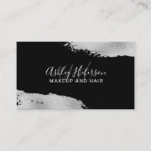 Carte De Visite Monogramme de maquillage moderne en feuille d'arge (Devant)