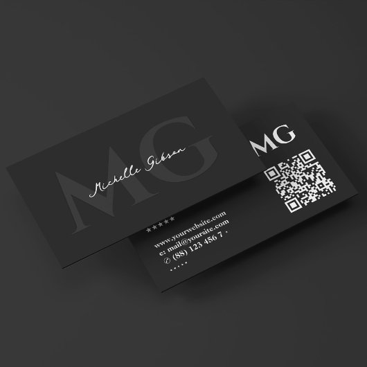 Carte De Visite Monogramme de marketing noir professionnel minimal