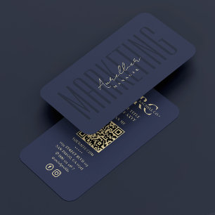 Carte De Visite Monogramme de marketing professionnel Dark Navy Bl
