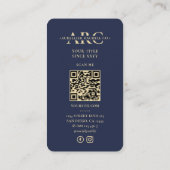 Carte De Visite Monogramme de marketing professionnel Dark Navy Bl (Dos)
