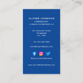 Carte De Visite Monogramme de médias sociaux verticaux Bleu Blanc  (Dos)