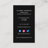 Carte De Visite Monogramme de médias sociaux verticaux Noir Blanc  (Dos)