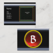 Carte De Visite MONOGRAMME DE MÉMOIRE VIBRANTE Gem rouge (Devant / Derrière)
