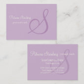 Carte De Visite Monogramme de Minimalistic de lavande (Devant / Derrière)