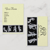 Carte De Visite MONOGRAMME DE MODE ANTIQUE, argent, platine métall (Devant / Derrière)